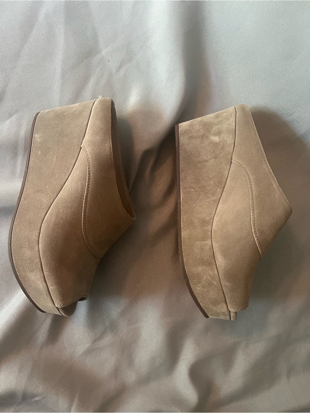 Chocolat Blu Taupe Suede Peep-Toe Mules View 5